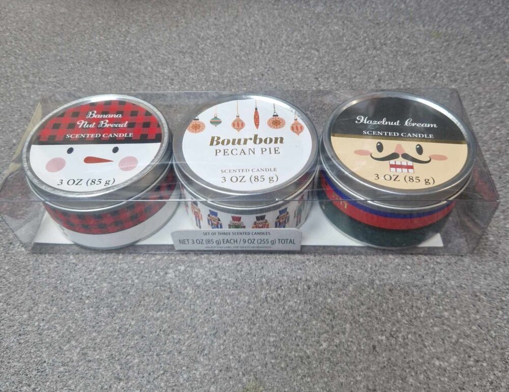 3 pack xmas scented candles