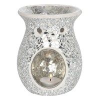 Large silver glass crackle burner