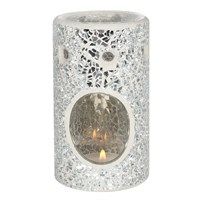 Silver pillar crackle tealight burner