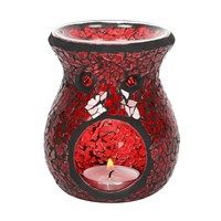 Small red crackle tealight burner
