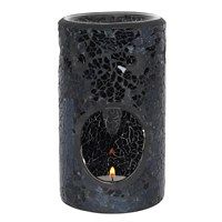 Black pillar crackle glass tealight burner