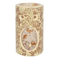 Gold pillar crackle wax tealight burner