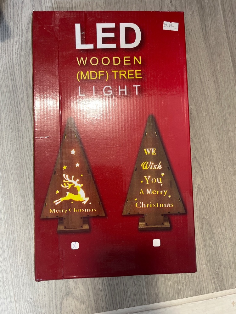 LED wooden mdf tree light (merry Christmas)