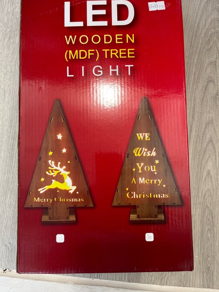 LED wooden mdf tree light ( we wish you a merry Christmas)