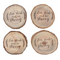 Christmas log slice coaster set