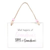 What Happens at Grandma's Hanging Sign