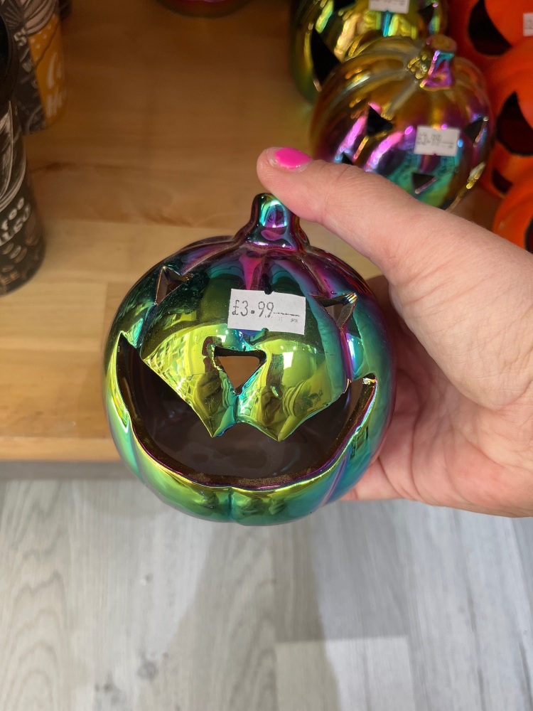 Irredescent pumpkin tealight holder