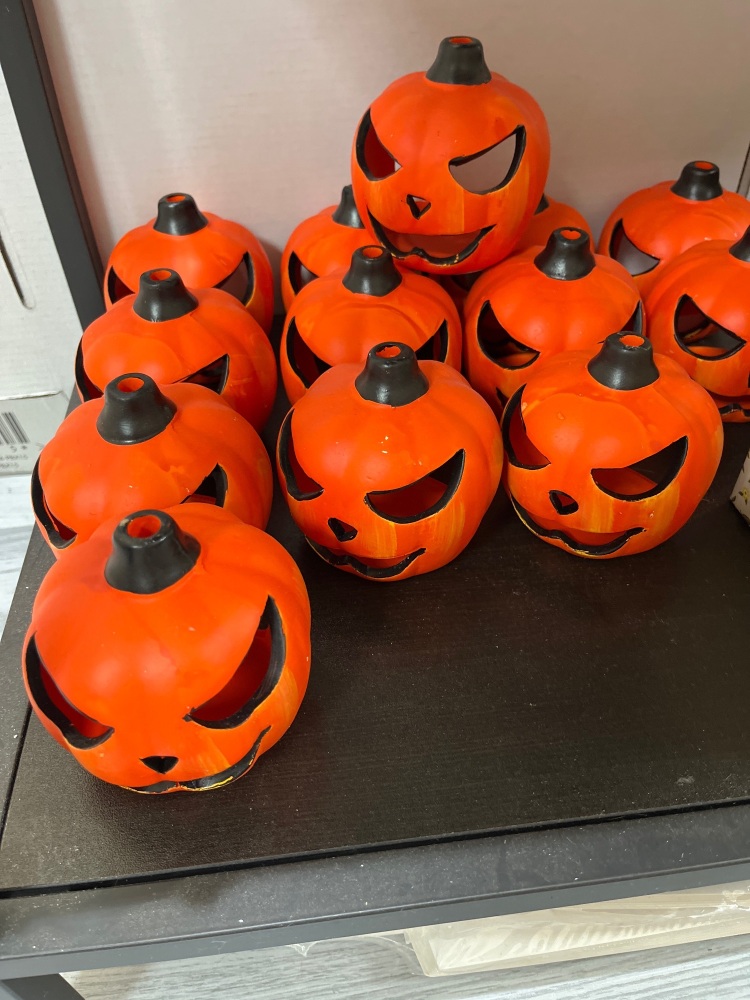 orange halloween pumpkin tealight holder