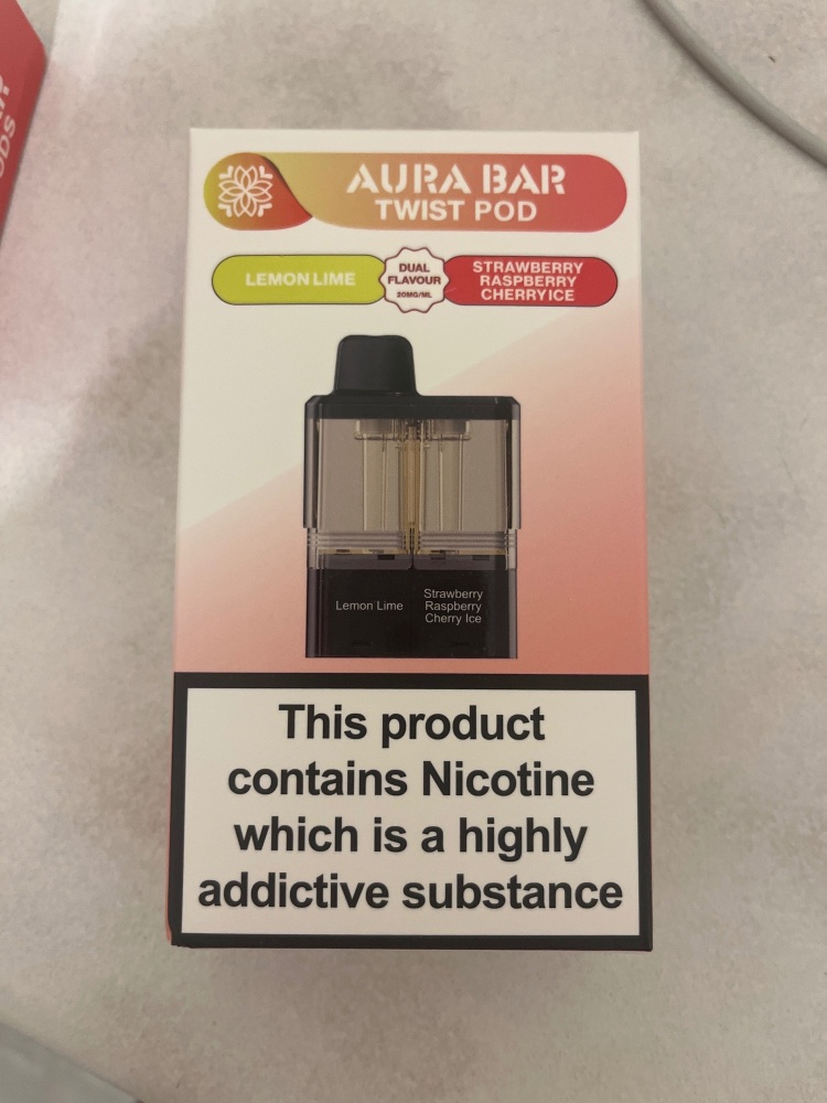 Crystal prime aura bar twist 40k pod ( lemon lime/ strawberry raspberry cherry ice)