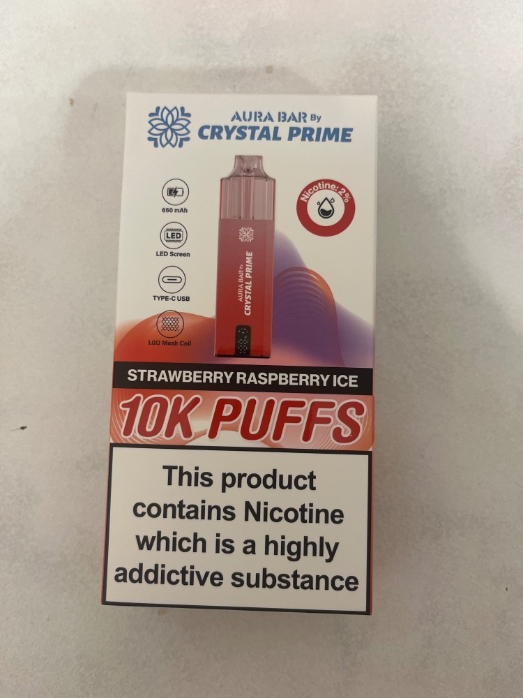 Aura bar 10k disposable vape (strawberry raspberry ice)