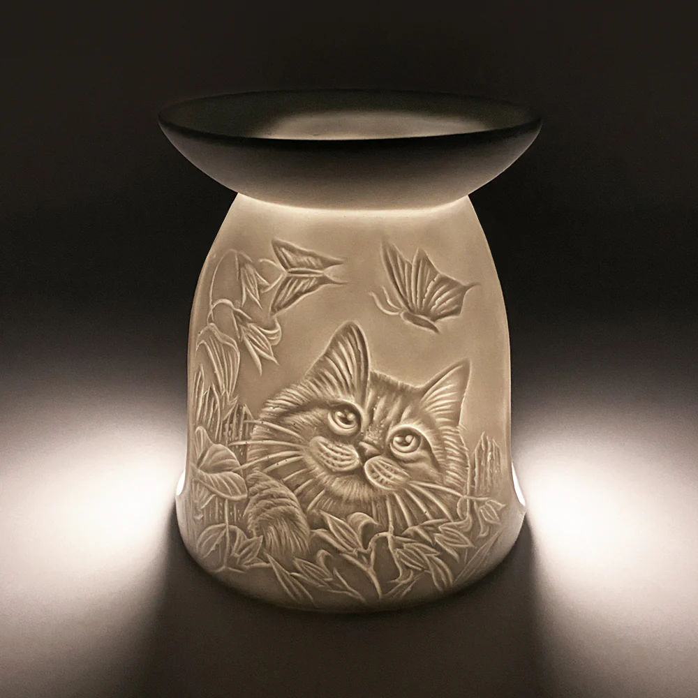 Cat porcelain tealight burner
