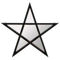 Black pentagram mdf shelf with mirror H38.5cm X W40.7cm X D3cm