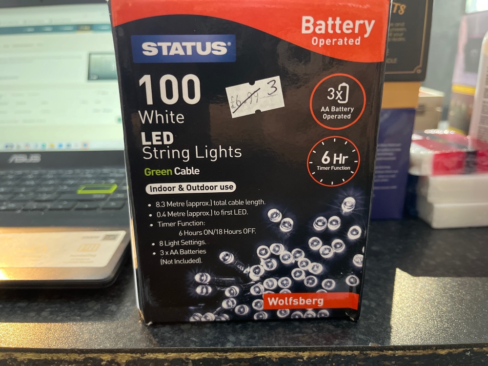 100 white led string lights battery operated