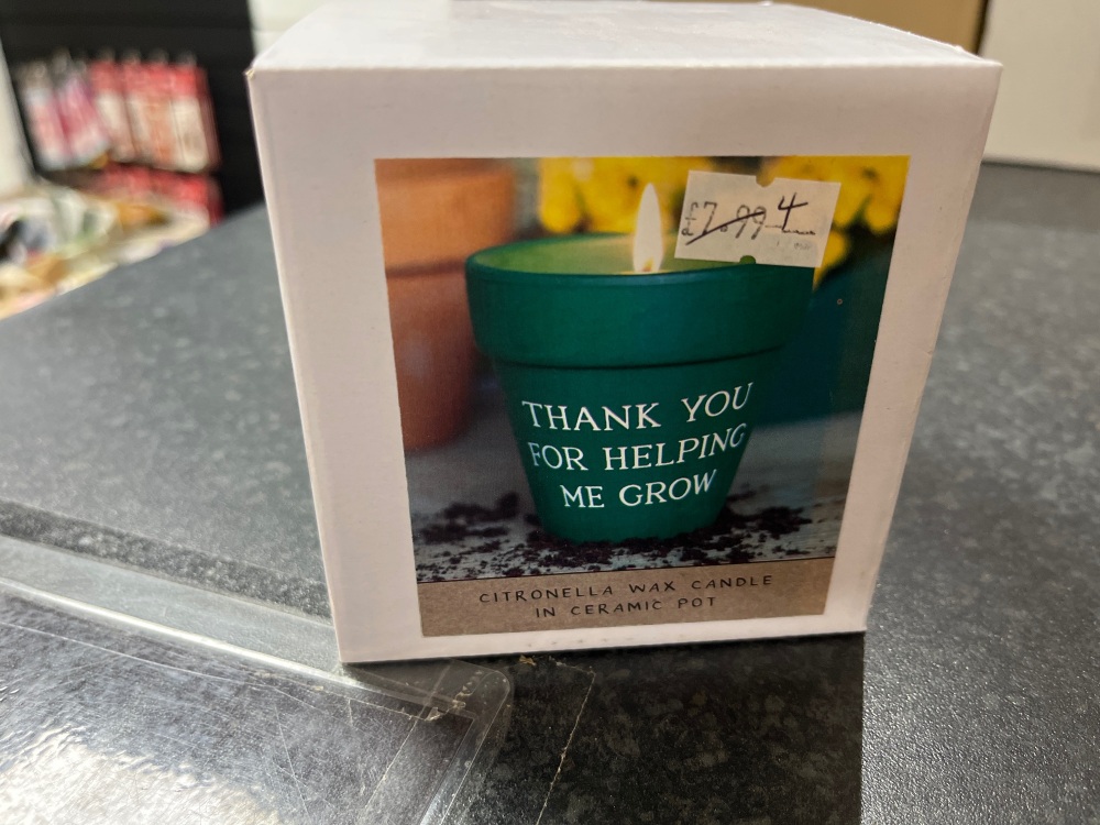 Thankyou for helping me grow candle