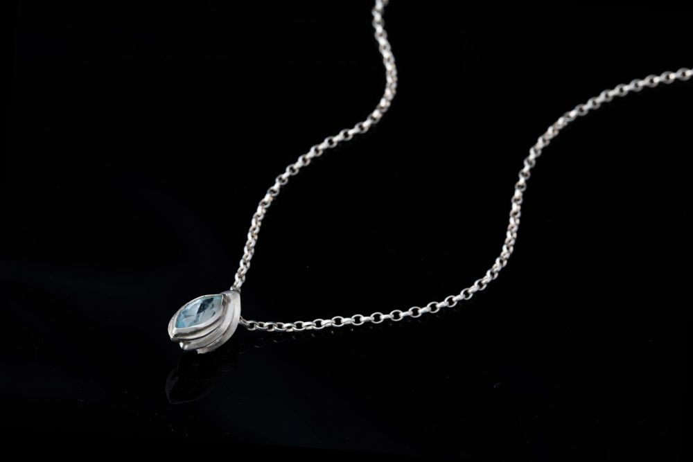Blue topaz silver pendant