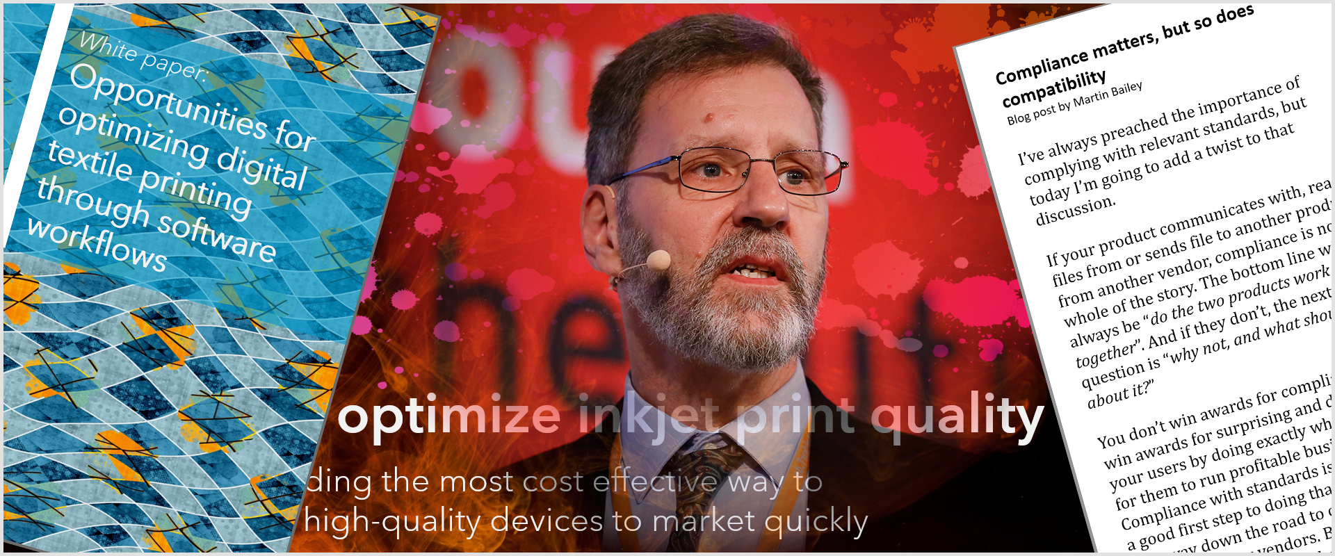 Image of Martin Bailey with an assortment of marketing collateral