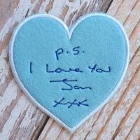 Embroidered Heart Handwriting Memory Patch