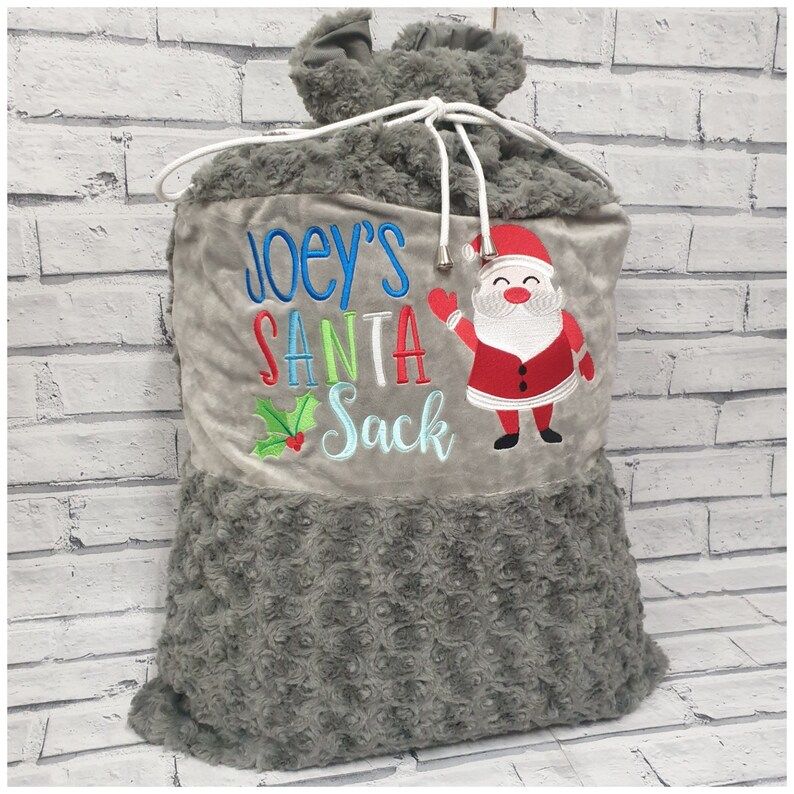 Plush Santa Sack / Grey