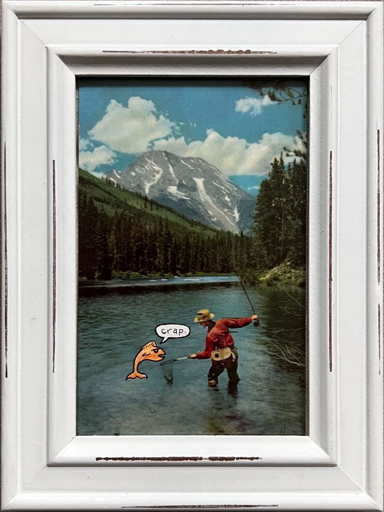 Vintage Postcard Art (Gone Fishing)