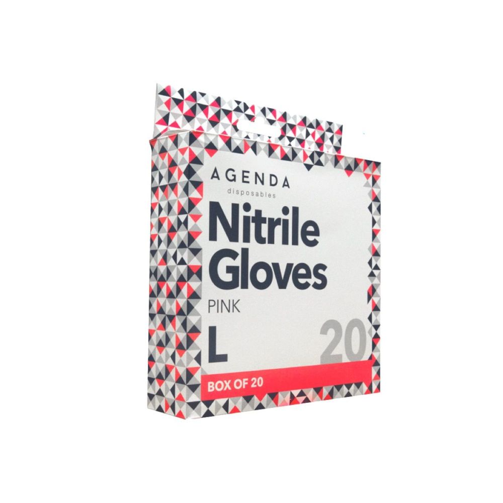 Agenda - Nitrile Gloves Pink (Large - 20 Pack)