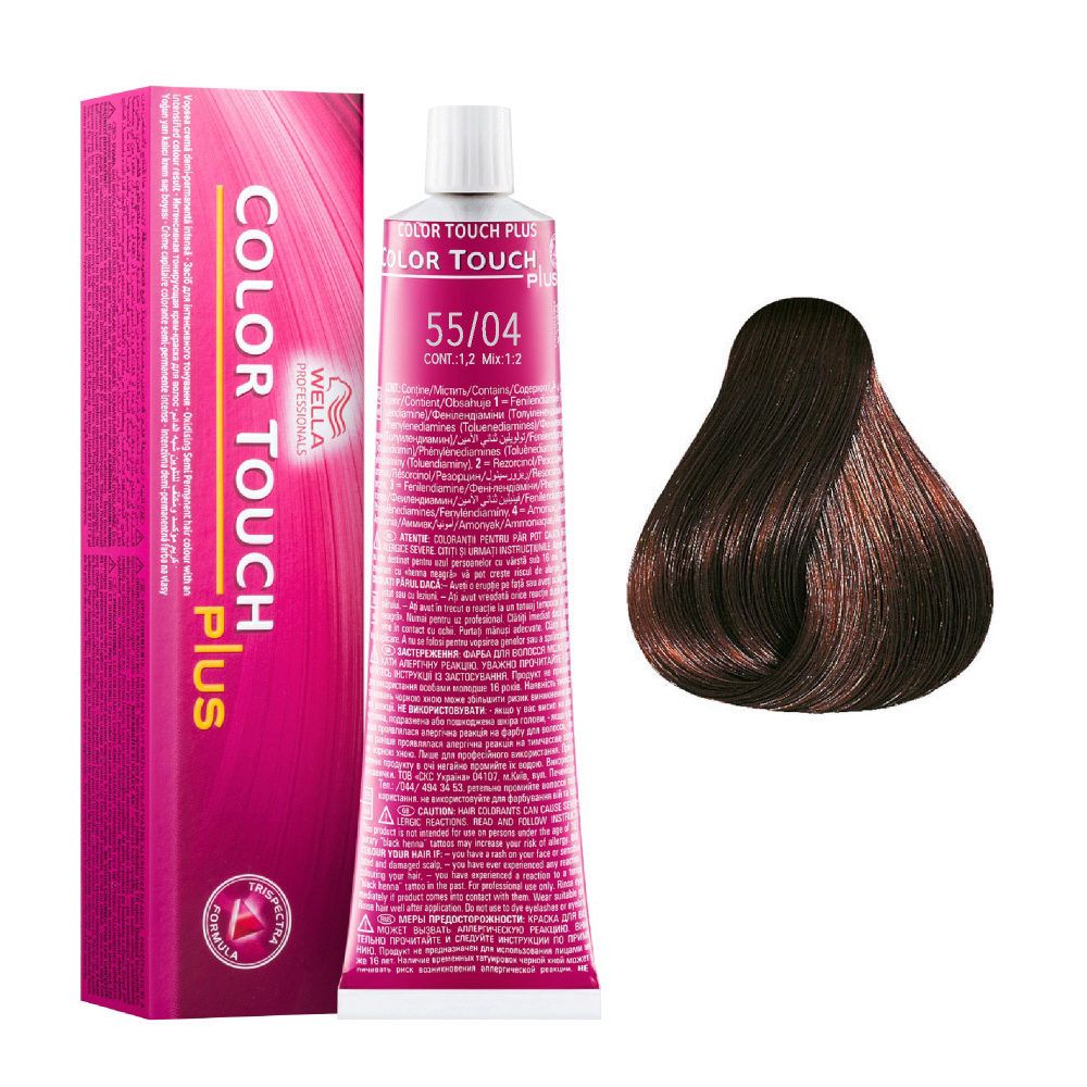Wella Professionals Color Touch Plus Semi Permanent Hair Colour - 55/04  Light Natural Red Brown 60ml