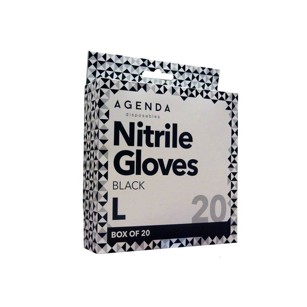 Agenda - Nitrile Gloves Black (Large - 20 Pack)