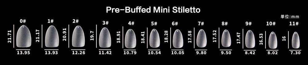MISSU Pre-Buffed Flexi Press Mini Stiletto Tips