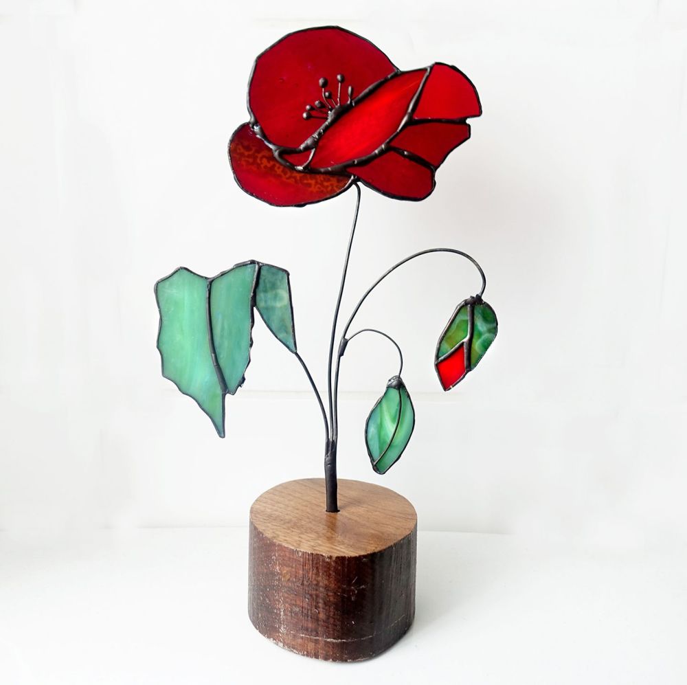 Poppy Glass Art Ornament