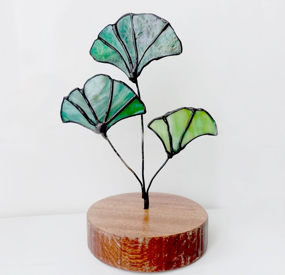 Ginkgo Leaf Glass Art Ornament