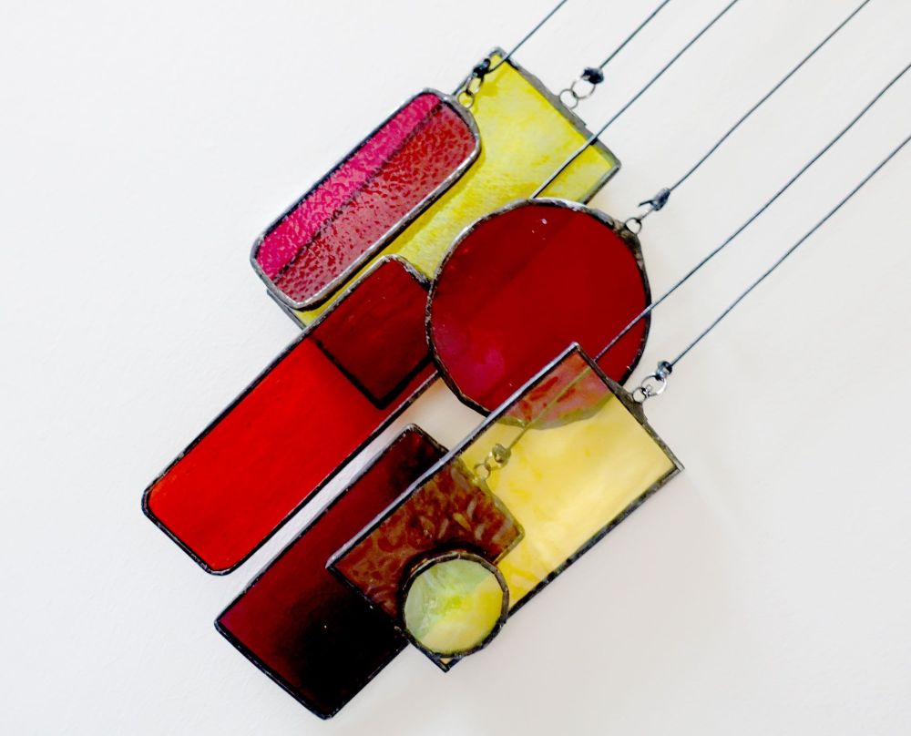 Geometric Stained Glass Shapes Window Ornament