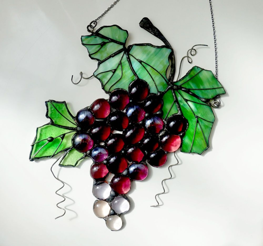 Stained Glass Grapes Suncatcher