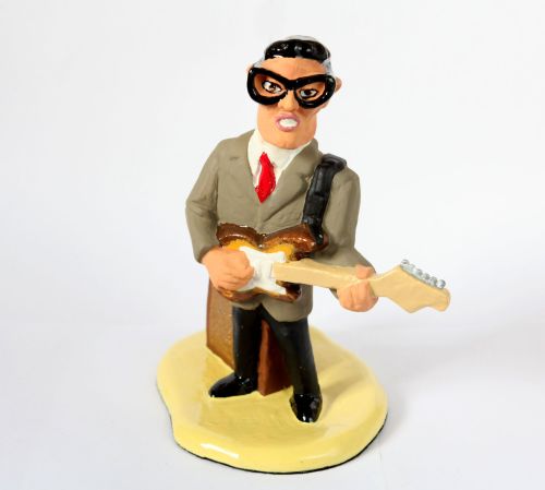 Buddy Holly Caricature Hand Fired Figurine