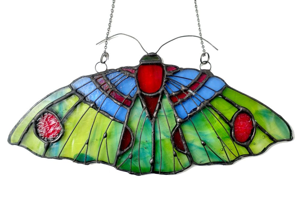 Forest Moth Stained Glass Suncatcher