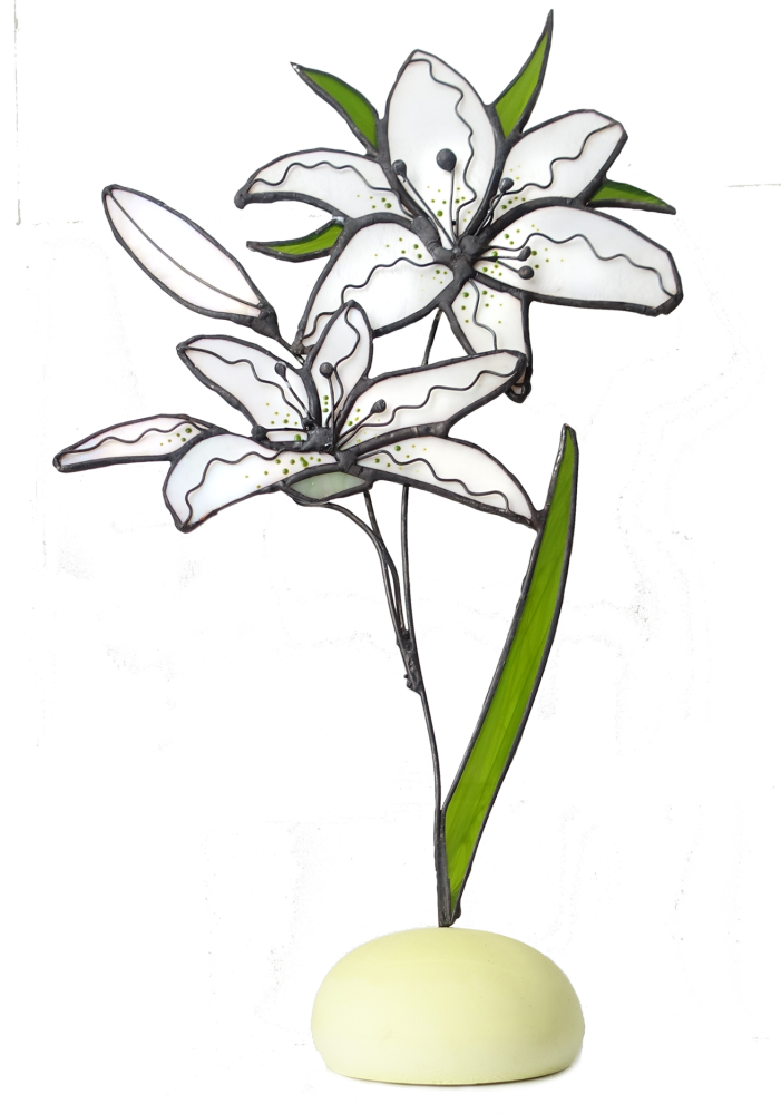 White Stained Glass Lilies