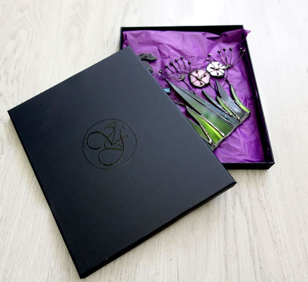 Black Matt Gift Box with Violet Ribbon