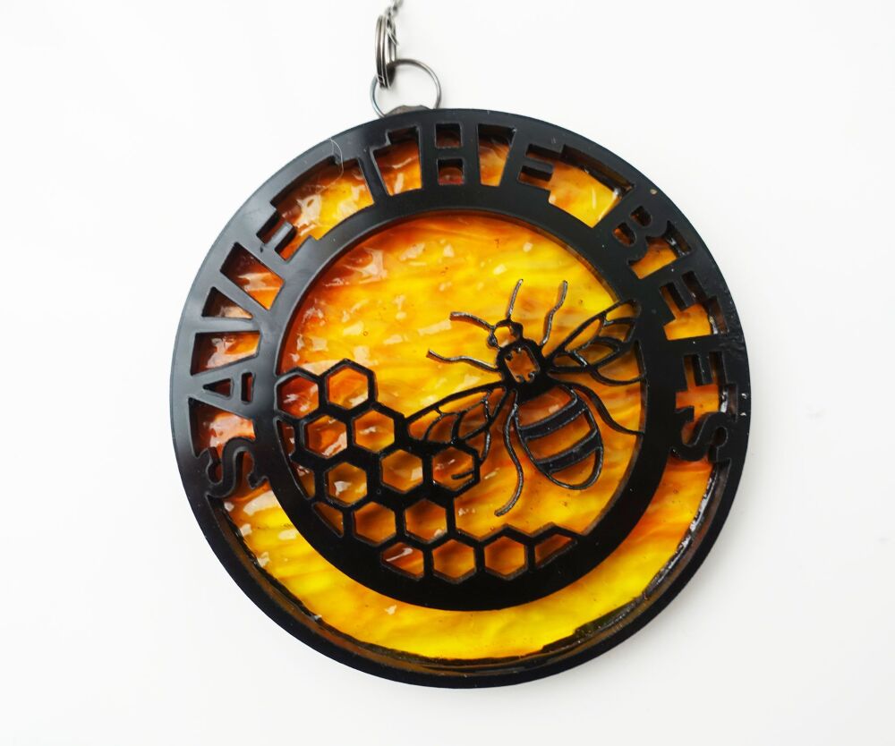 Save the Bees Stained Glass Suncatcher