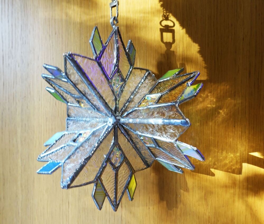 Stained and Dichroic Glass Spinner Ornament