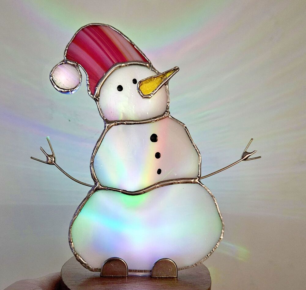 Snowman Stained Glass Ornament