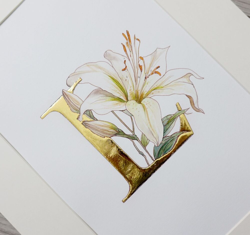 Oriental-lily-gold-leaf-word-art