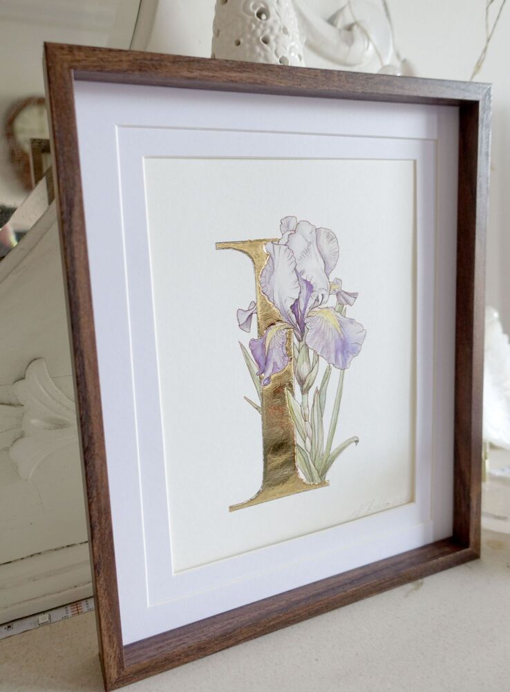 Iris-watercolour-art-with-gilding-letter-I-4