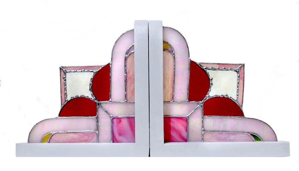 Pink Stained Glass Bookends