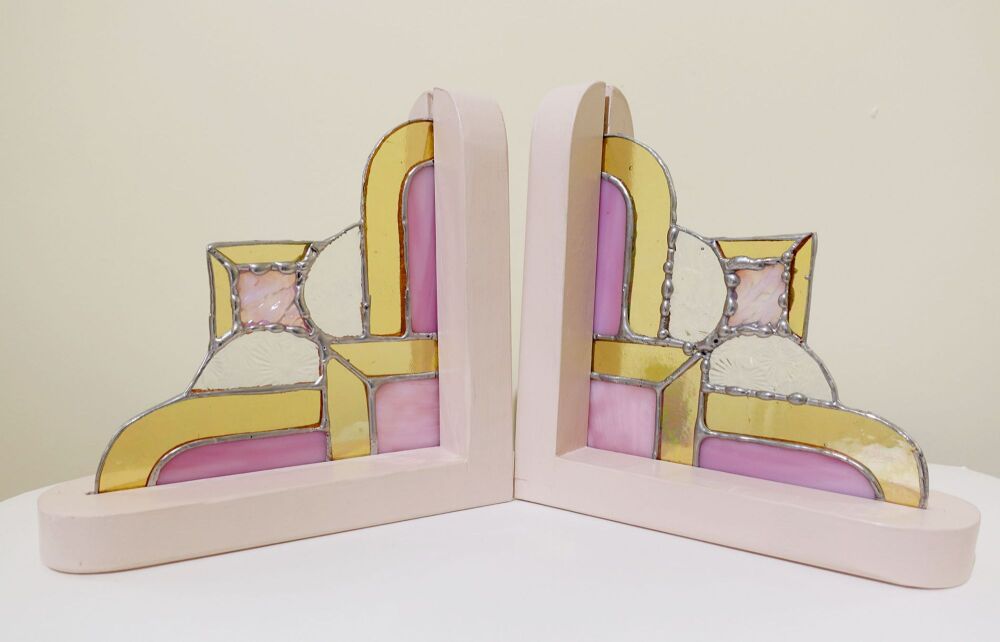 pink-and-gold-bookends-stained-glass-art-deco