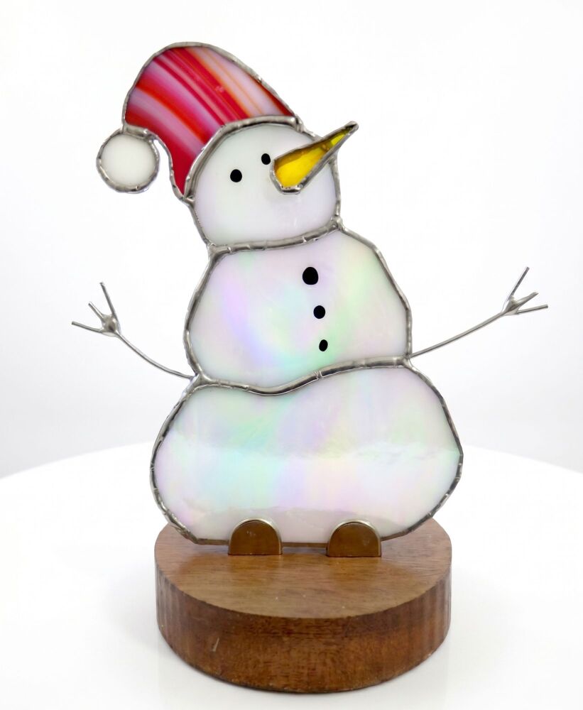 Snowman Stained Glass Ornament