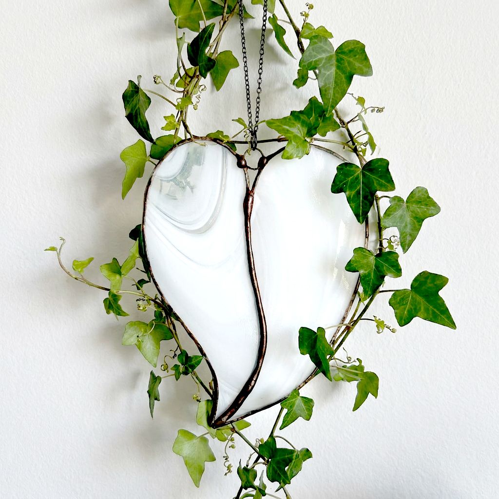 White Heart Stained Glass Suncatcher