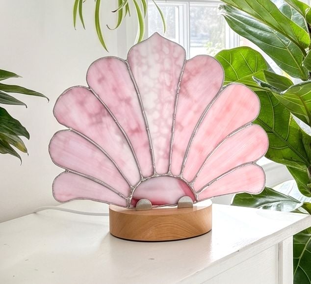 pink ring mottle fan lamp wired