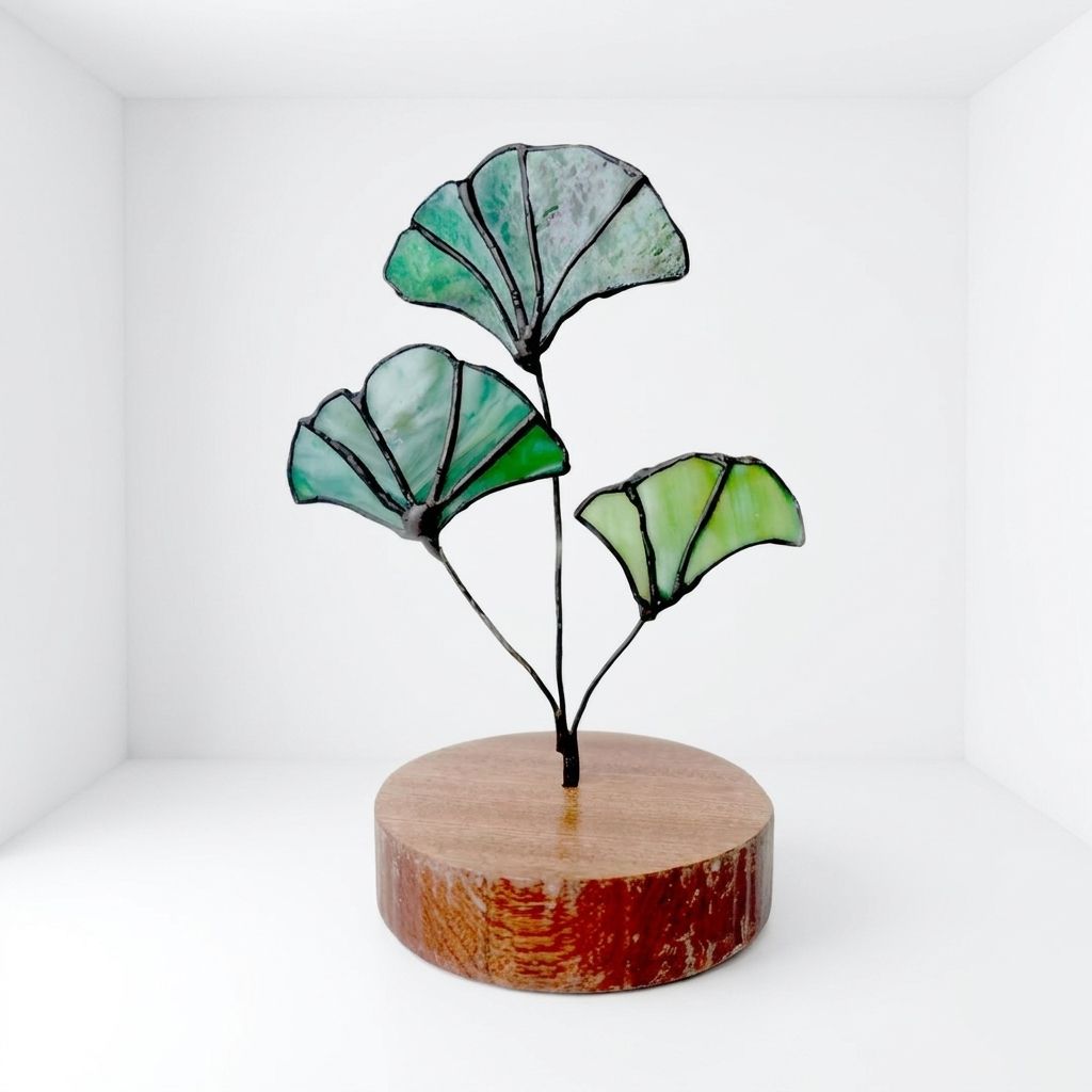 Ginkgo Leaf Glass Art Ornament