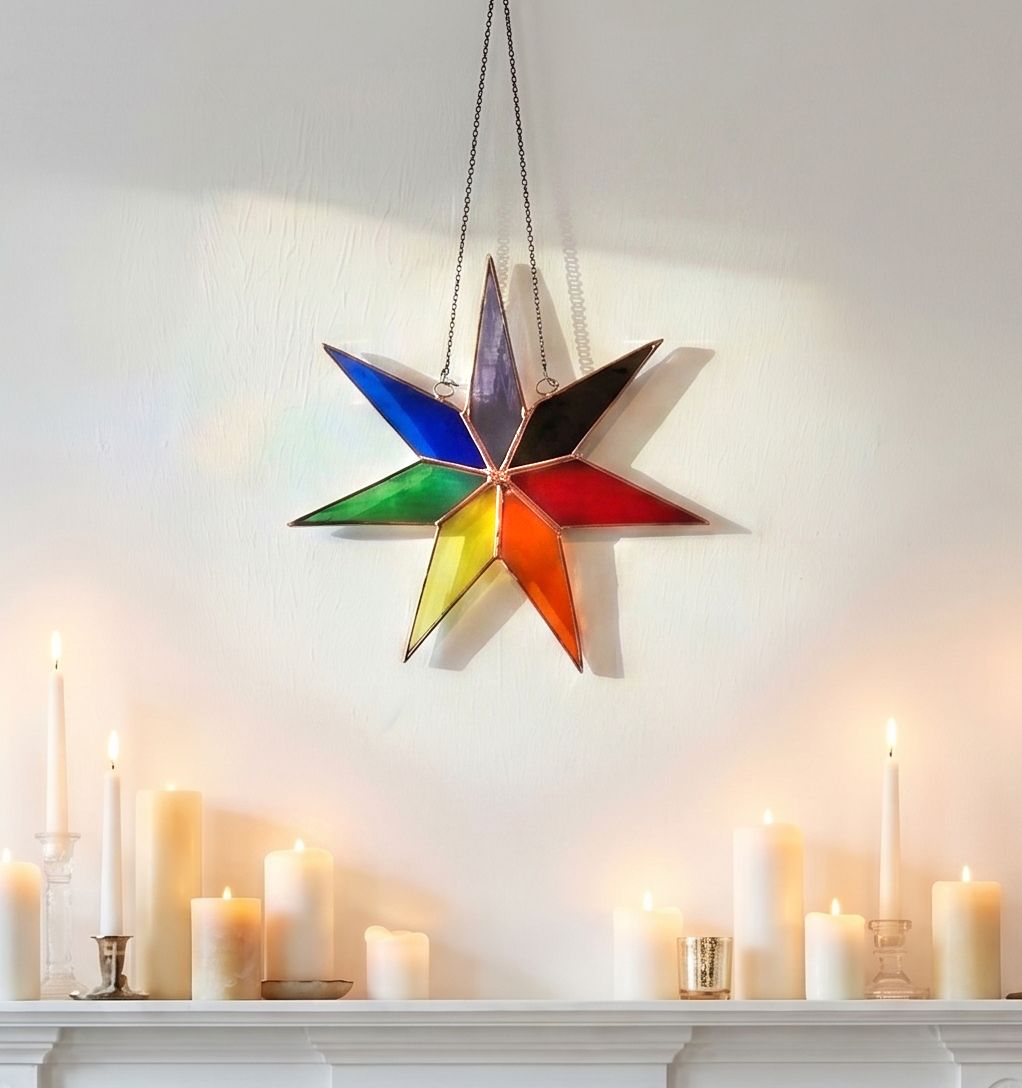 rainbow stained glass star
