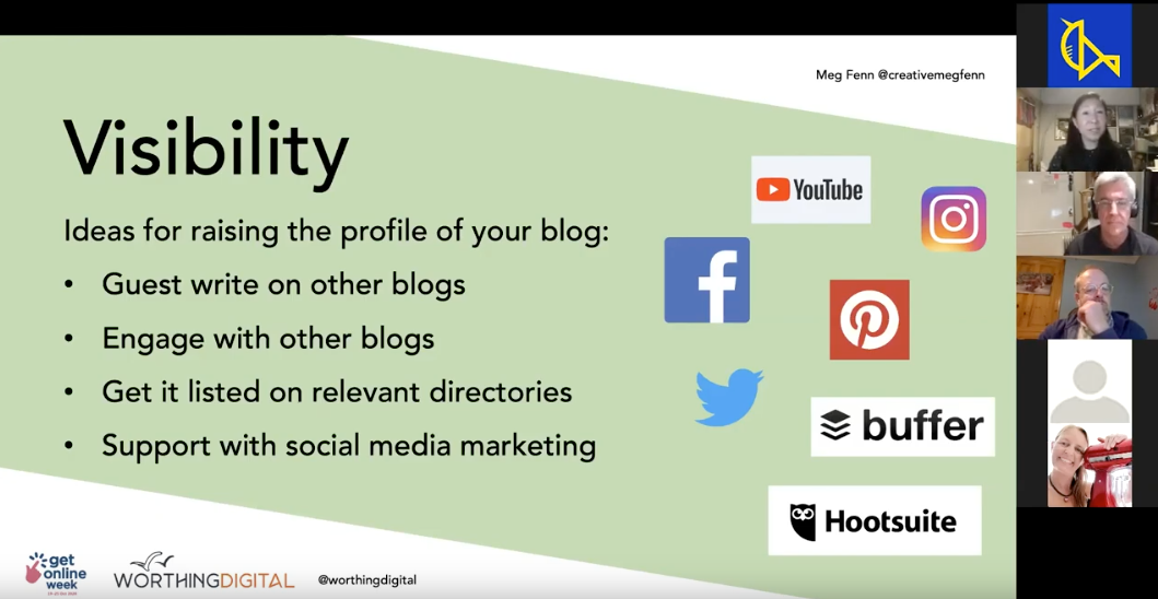 How to start a blog, Meg Fenn's WorthingDigital talk for Get Online Week