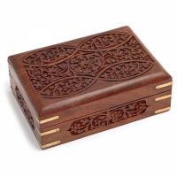 Wooden Tarot Card Box with Brass Corners