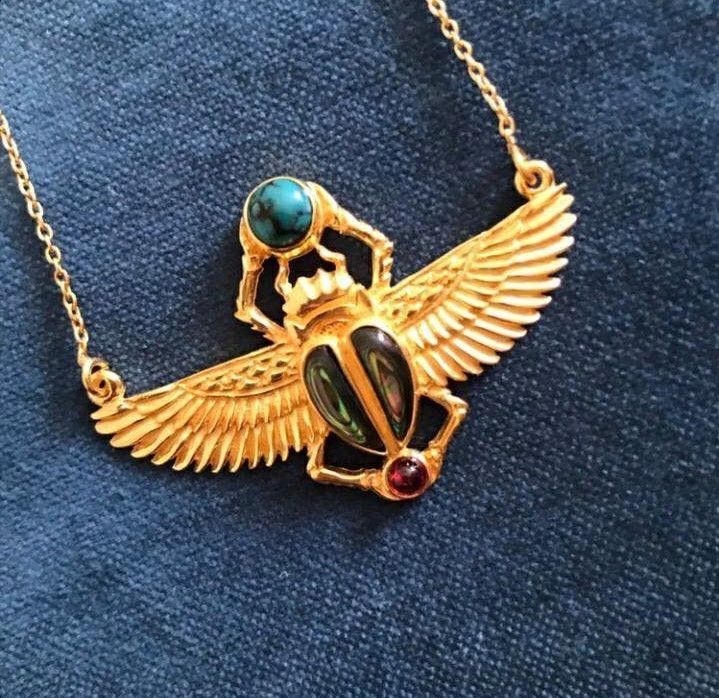 18KG plated Scarab Pendant